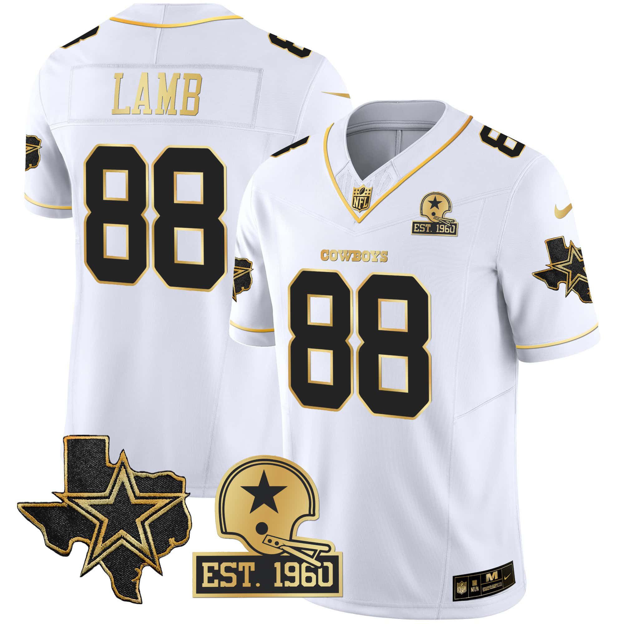 Men Dallas Cowboys #88 Lamb White Gold 2024 Nike Patch Vapor NFL Jersey->indianapolis colts->NFL Jersey